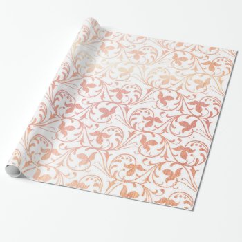 Elegant Rose Gold Leaves & Swirls Wrapping Paper by MagnoliaVintage at Zazzle