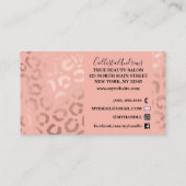 Elegant Rose Gold Leopard Cheetah Animal Print Business Card (Back)