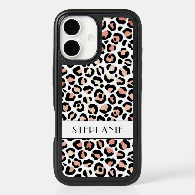 Elegant Rose Gold Leopard Print Custom Otterbox iPhone Case (Back)