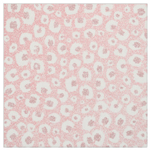 Elegant Rose Gold Leopard Print White Pattern Fabric