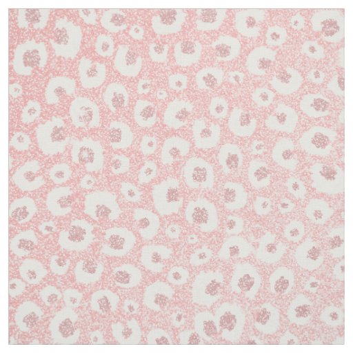 Elegant Rose Gold Leopard Print White Pattern Fabric