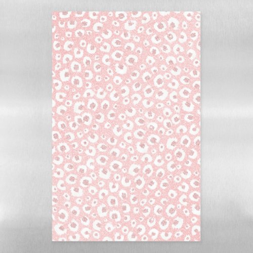 Elegant Rose Gold Leopard Print White Pattern Magnetic Dry Erase Sheet