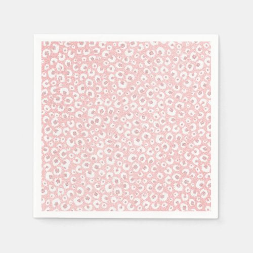 Elegant Rose Gold Leopard Print White Pattern Napkins