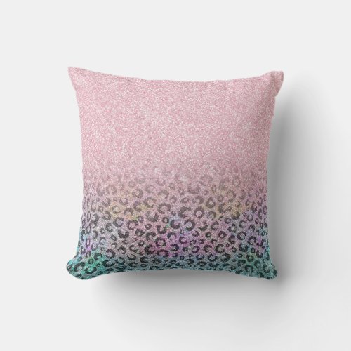 Elegant Rose Gold Leopard Print White Pattern Throw Pillow