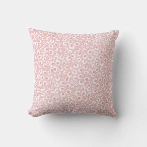 Elegant Rose Gold Leopard Print White Pattern Throw Pillow