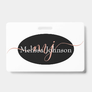 Elegant Rose Gold lettering on Black    Badge