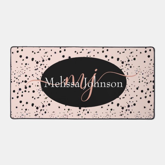 Elegant Rose Gold lettering on Black     Desk Mat (Front)