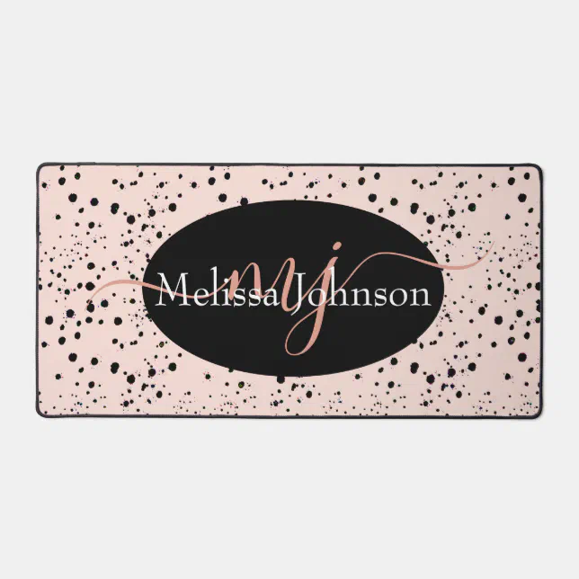 Mat Lettering Elegant Rose Gold lettering on Black Desk Mat | Zazzle