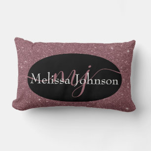 Elegant Rose Gold lettering on Black Lumbar Pil Pillow