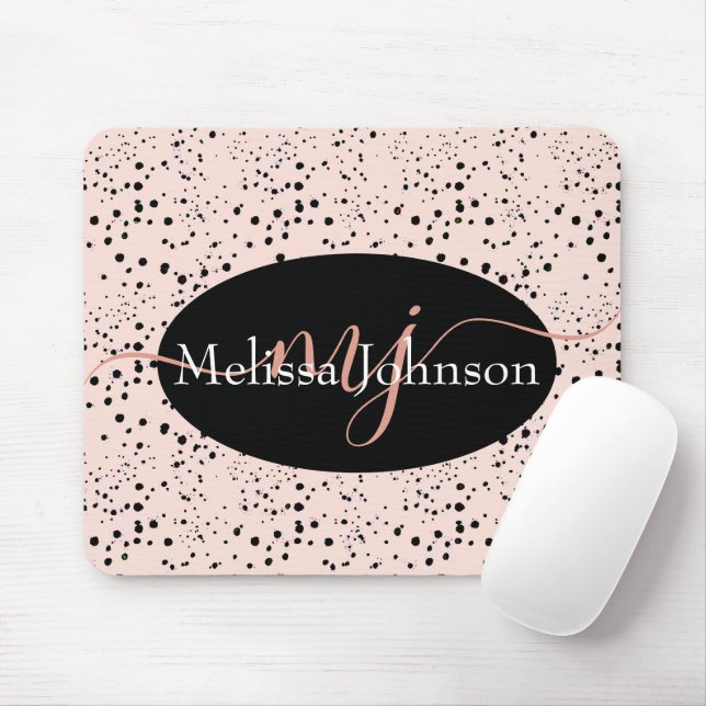 Elegant Rose Gold lettering on Black    Mouse Pad (With Mouse)