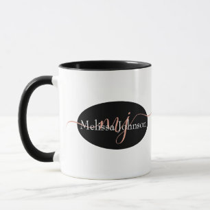 Elegant Rose Gold lettering on Black    Mug