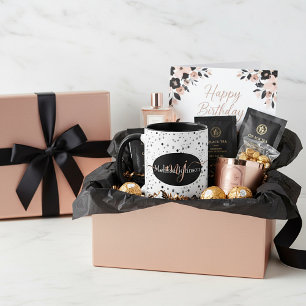 Elegant Rose Gold lettering on Black Mug