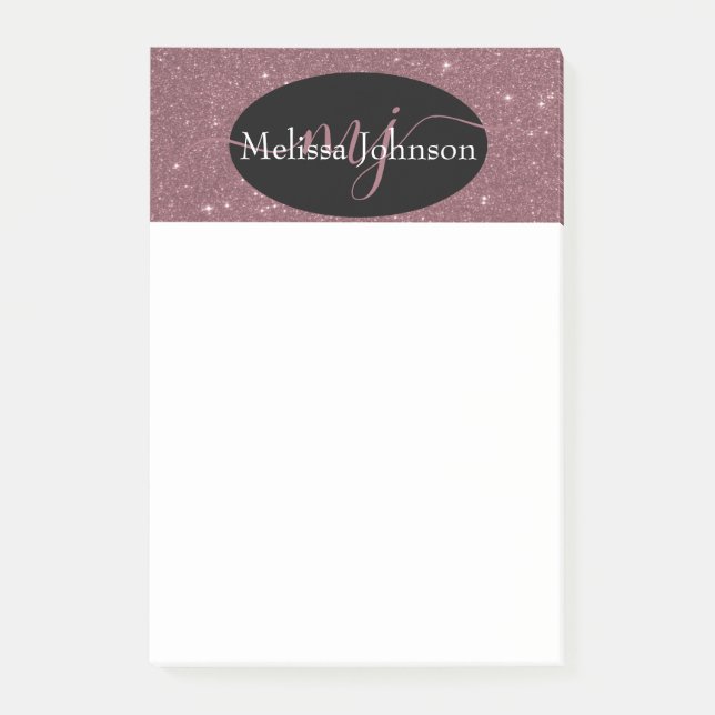 Elegant Rose Gold lettering on Black    No Post-it Notes (Front)
