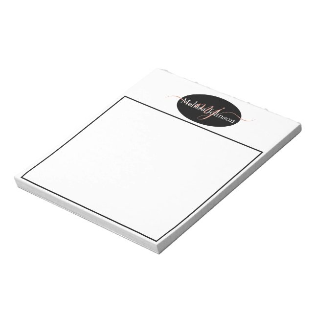 Elegant Rose Gold lettering on Black    Notepad (Rotated)