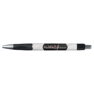 Elegant Rose Gold lettering on Black   Pen