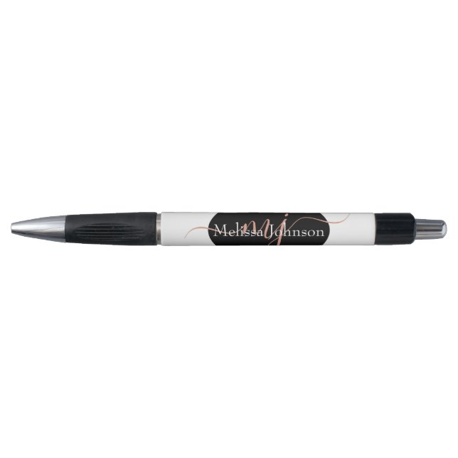 Elegant Rose Gold lettering on Black   Pen (Front)