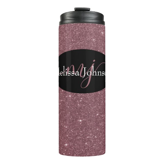 Elegant Rose Gold lettering on Black    Thermal Tu Thermal Tumbler (Front)