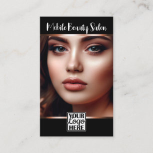 Elegant Rose Gold Logo Photo QR Code Template  Business Card