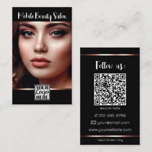 Elegant Rose Gold Logo Photo QR Code Template Business Card