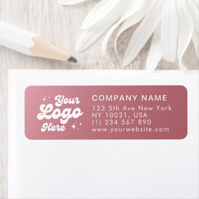 Elegant Rose Gold Logo Website Phone Label (Insitu)