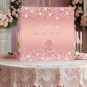 Elegant Rose Gold Luxe Shimmer Bridal Shower 3 Ring Binder