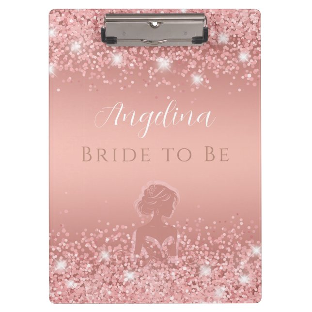 Elegant Rose Gold Luxe Shimmer Bridal Shower Clipboard (Front)