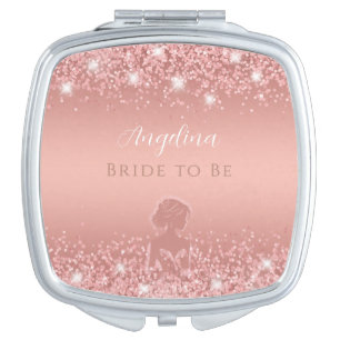 Elegant Rose Gold Luxe Shimmer Bridal Shower Compact Mirror