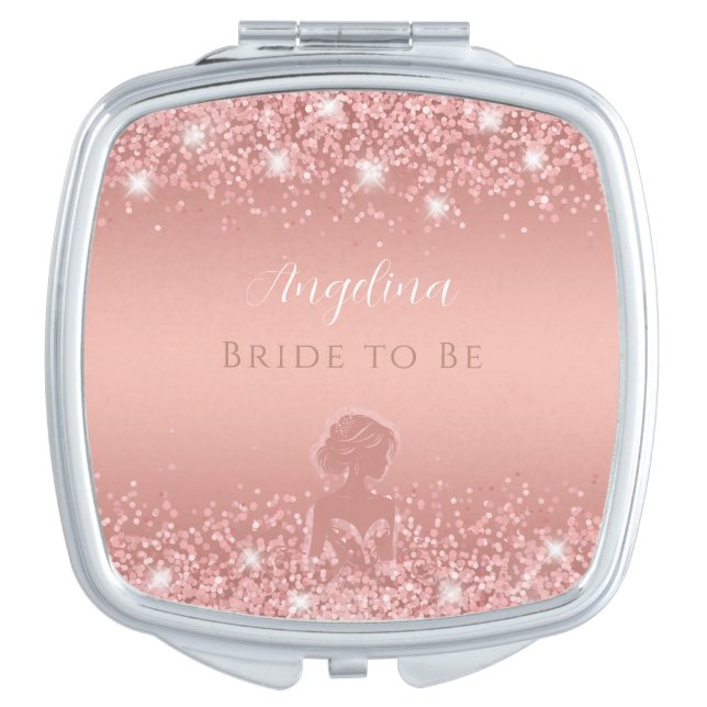 Elegant Rose Gold Luxe Shimmer Bridal Shower  Compact Mirror (Front)