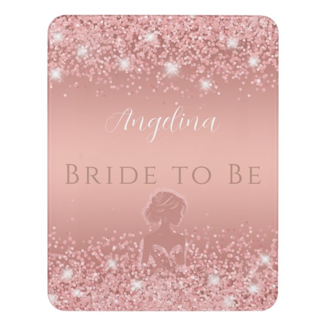 Elegant Rose Gold Luxe Shimmer Bridal Shower Door Sign (Contemporary Vert)