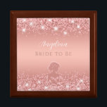 Elegant Rose Gold Luxe Shimmer Bridal Shower  Gift Box<br><div class="desc">Present her bridal shower gift with elegance using the Elegant Rose Gold Luxe Shimmer Bridal Shower Gift Box. Designed with a soft rose gold gradient background and blush pink sparkle accents, this glamorous box is personalized with the bride’s first name in a graceful script font above the phrase “Bride to...</div>