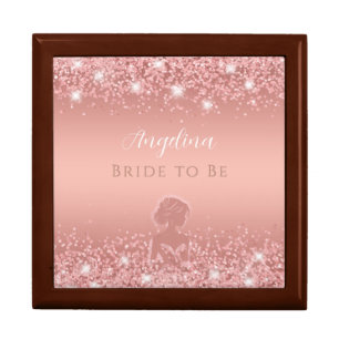Elegant Rose Gold Luxe Shimmer Bridal Shower Gift Box