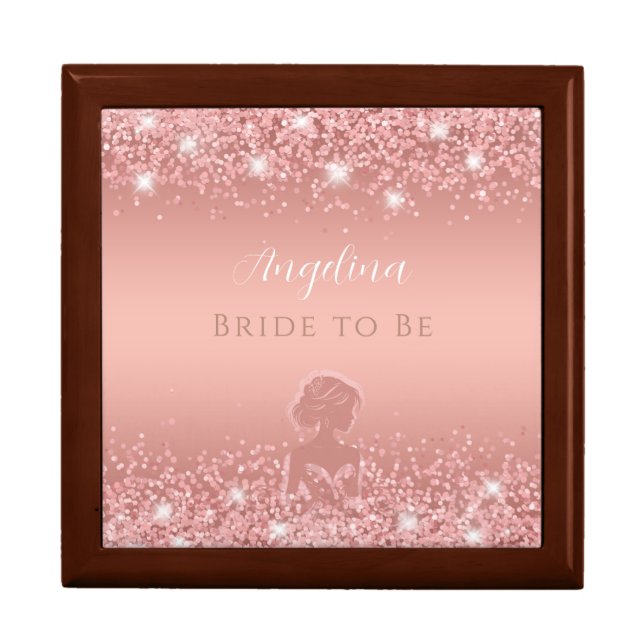 Elegant Rose Gold Luxe Shimmer Bridal Shower  Gift Box (Front)