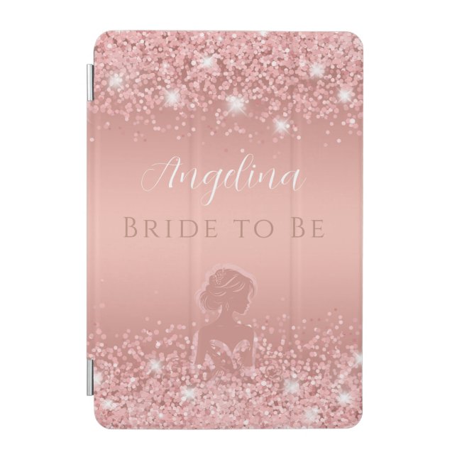 Elegant Rose Gold Luxe Shimmer Bridal Shower iPad Mini Cover (Front)