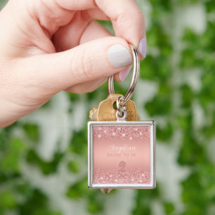 Elegant Rose Gold Luxe Shimmer Bridal Shower  Keychain