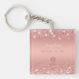 Elegant Rose Gold Luxe Shimmer Bridal Shower  Keychain