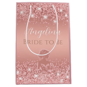 Elegant Rose Gold Luxe Shimmer Bridal Shower Medium Gift Bag