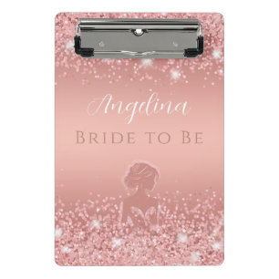 Elegant Rose Gold Luxe Shimmer Bridal Shower Mini Clipboard