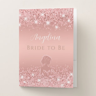 Elegant Rose Gold Luxe Shimmer Bridal Shower Pocket Folder
