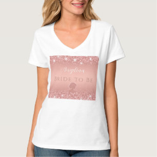 Elegant Rose Gold Luxe Shimmer Bridal Shower T-Shirt