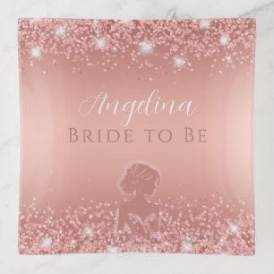 Elegant Rose Gold Luxe Shimmer Bridal Shower  Trinket Tray