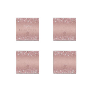 Elegant Rose Gold Luxe Shimmer Bridal Stone Magnet