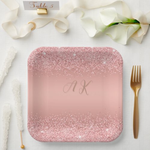 Elegant Rose Gold Luxe Shimmer Monogram