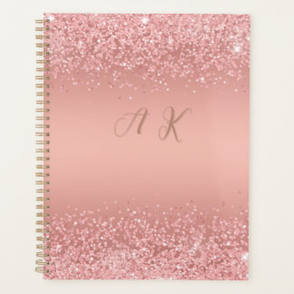 Elegant Rose Gold Luxe Shimmer Monogram Planner