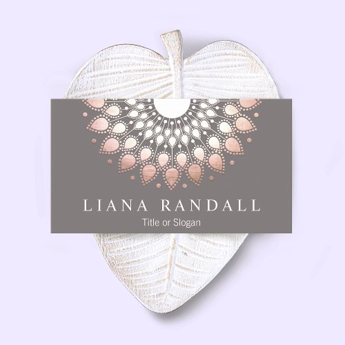 Elegant Rose Gold Mandala Business Card