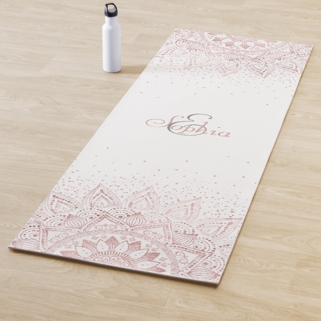 Elegant rose gold mandala confetti design yoga mat