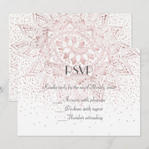Elegant rose gold mandala confetti wedding collect invitation