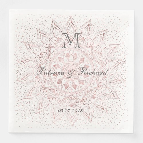 Elegant rose gold mandala confetti wedding paper dinner napkins