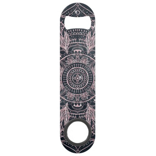 Elegant Rose Gold Mandala Gray Nebula Design Bar Key