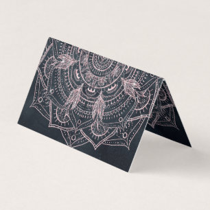 Elegant Rose Gold Mandala Gray Nebula Design Business Card
