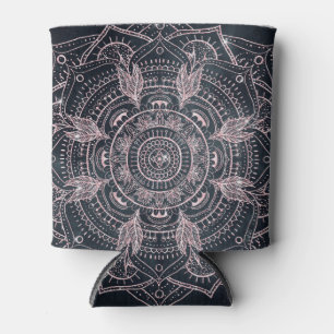 Elegant Rose Gold Mandala Gray Nebula Design Can Cooler